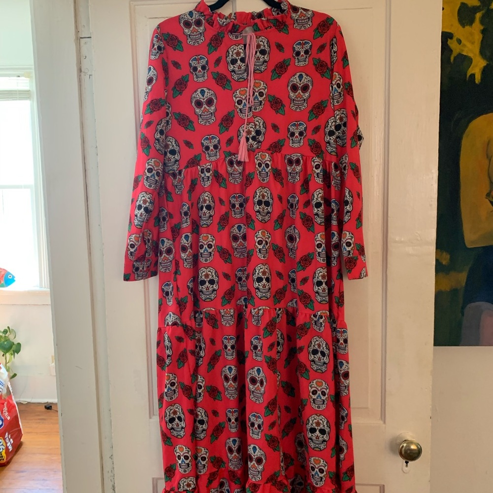 Day of the Dead Skull Maxi Dress